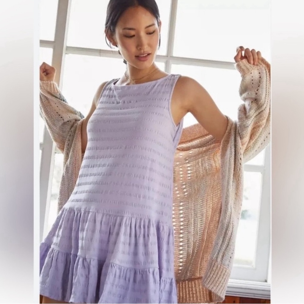 NWT ANTHROGOLOGIE LILAC CUTOUT SWING TIERED DRESS